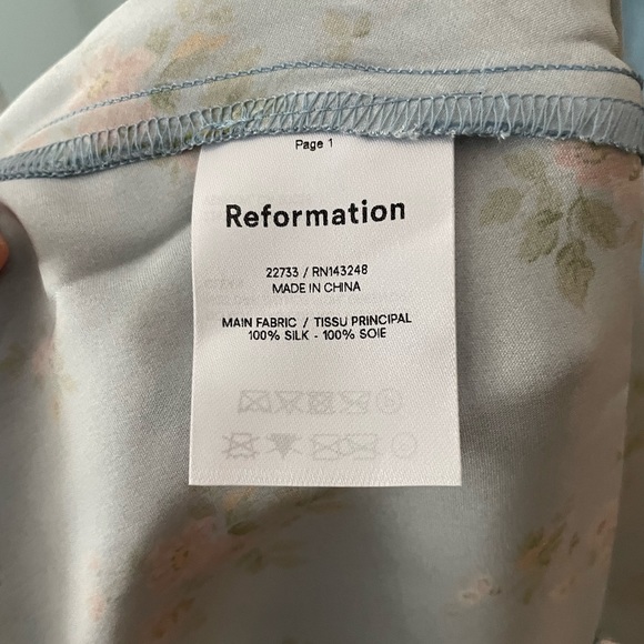 Reformation Blue Floral Slip Midi Dress Silk - Picture 9 of 9